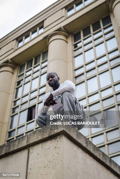 French tracer Charles Perriere, co-founder of the Parkour sport and founder of the Parkour French crew "Les Yamakasi", poses during the FIG Parkour...