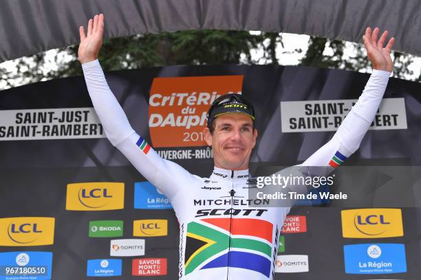 Podium / Daryl Impey of South Africa and Team Mitchelton-Scott / Celebration / during the 70th Criterium du Dauphine 2018, Stage 1 a 179km stage from...