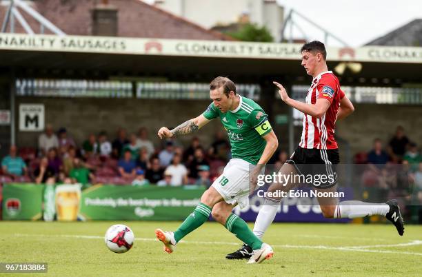 Cork , Ireland - 4 June 2018; Karl Sheppard of Cork City scores his side's second goal during the SSE Airtricity League Premier Division match...