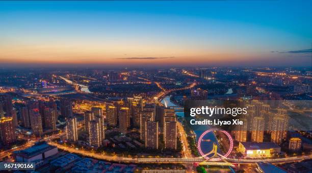 tianjin high angle cityscape - liyao xie stock-fotos und bilder