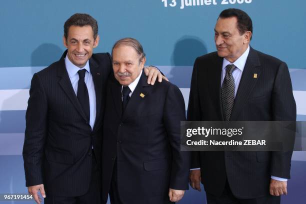 Nicolas Sarkozy, Abdelaziz Bouteflika, Hosny Moubarak.