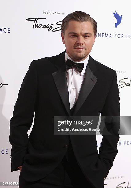 Actor Leonardo DiCaprio attends the Annual Cinema For Peace Gala during day five of the 60th Berlin International Film Festival at the Konzerthaus am...