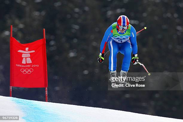 David Poisson of France competes in the Alpine skiing Men's Downhill at Whistler Creekside during the Vancouver 2010 Winter Olympics on February 15,...