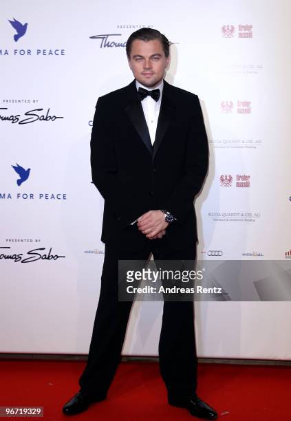 Actor Leonardo DiCaprio attends the Annual Cinema For Peace Gala during day five of the 60th Berlin International Film Festival at the Konzerthaus am...