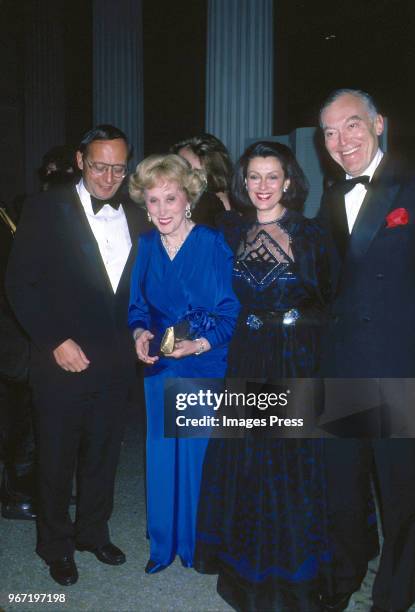 Al D'Amato, Estee Lauder, Evelyn Lauder and Leonard Lauder photographed at Metropolitan Museum of Art Costume Institute Exhibit 'Man and the Horse'...