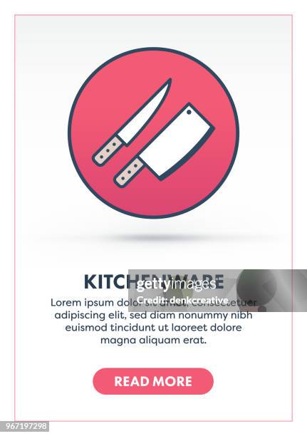kitchenware concept banner - butcher knife isolated stock illustrations