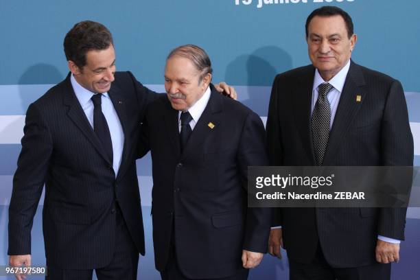 Nicolas Sarkozy, Abdelaziz Bouteflika, Hosny Moubarak.