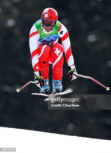 Didier Defago of Switzerland competes in the Alpine skiing Men's Downhill at Whistler Creekside during the Vancouver 2010 Winter Olympics on February...