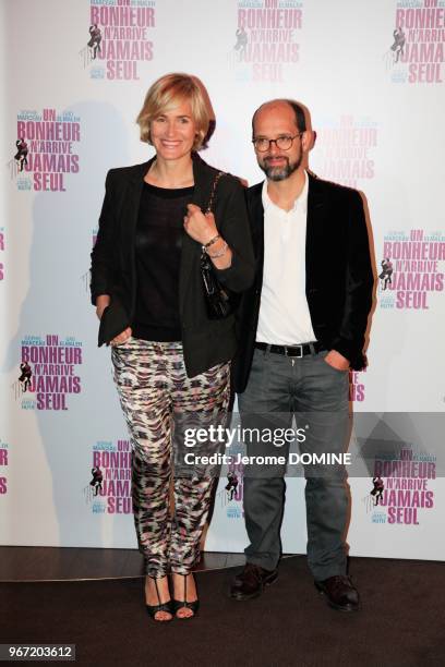 Judith Godreche and Maurice Barthelemy attending the premiere of 'Un bonheur n'arrive jamais seul' held at Cinema Gaumont Marignan on June 15, 2012...