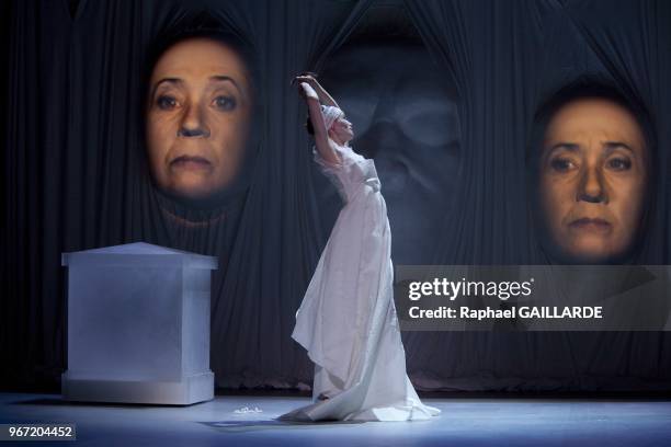 The Comedie Francaise Performs Agamemnon of Seneque, in Paris In France, On May 19, 2011 - Pictured: Francoise Gillard, Cassandre.