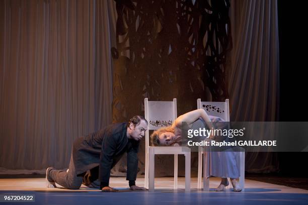 The Comedie Francaise Performs Agamemnon of Seneque, in Paris In France, On May 19, 2011 - Pictured: Michel Favory Agamemnon, Cecile Brune La...