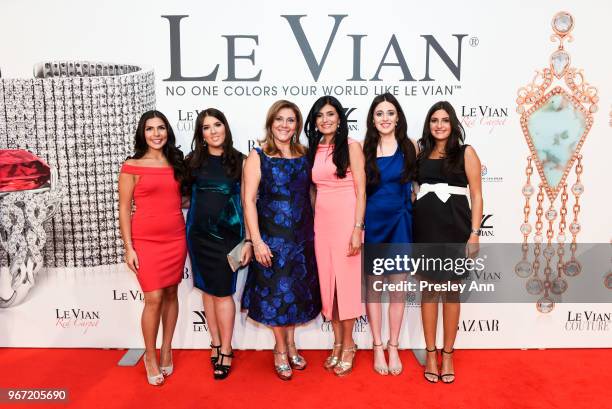 Chloe LeVian, Alexa LeVian, Elizabeth LeVian, Miranda LeVian, Lexy LeVian and Naomi LeVian attend Le Vian 2019 Red Carpet Revue on June 3, 2018 in...