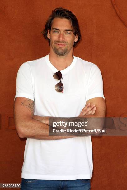 Swimmer Camille Lacourt attend the 2018 French Open - Day Nine at Roland Garros on June 4, 2018 in Paris, France.