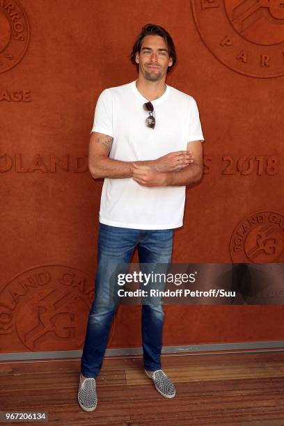 Swimmer Camille Lacourt attend the 2018 French Open - Day Nine at Roland Garros on June 4, 2018 in Paris, France.