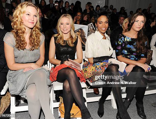 Actresses Julia Stiles, Kristen Bell, singer Michelle Williams and TV personality Erin Lucas attend the Tracy Reese Fall 2010 Fashion Show presented...
