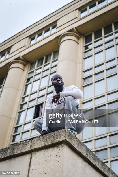 French tracer Charles Perriere, co-founder of the Parkour sport and founder of the Parkour french crew "Les Yamakasi", poses during the FIG Parkour...