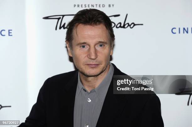 Actor Liam Neeson attends the Annual Cinema For Peace Gala during day five of the 60th Berlin International Film Festival at the Konzerthaus am...