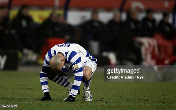 Srdjan Baljak of Duisburg is pictured during the Second Bundesliga match between MSV Duisburg and 1. FC Kaiserslautern at MSV Arena on February 15,...