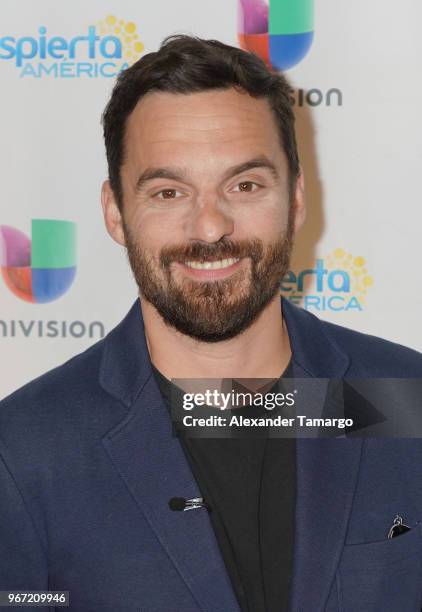 Actor Jake Johnson is seen on the set of "Despierta America" at Univision Studios to promote the film "TAG" on June 4, 2018 in Miami, Florida.