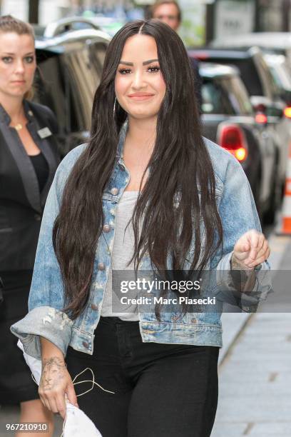 Singer Demi Lovato is seen on June 4, 2018 in Paris, France.