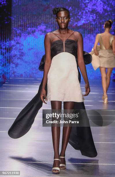 Model walk the runway during Miami Fashion Week 2018 - Angel Sanchez - Runway at Ice Palace on June 3, 2018 in Miami, Florida.