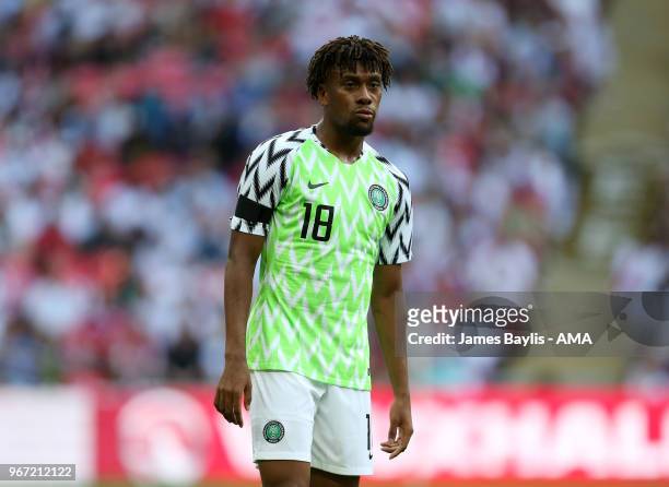 Alex Iwobi of Nigeria during the International Friendly between England and Nigeria at Wembley Stadium on June 2, 2018 in London, England.