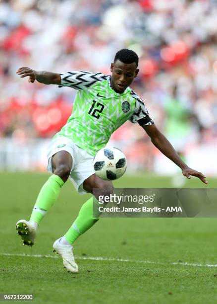 Shehu Abdullahi of Nigeria during the International Friendly between England and Nigeria at Wembley Stadium on June 2, 2018 in London, England.
