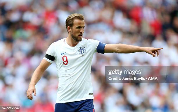 Harry Kane of England during the International Friendly between England and Nigeria at Wembley Stadium on June 2, 2018 in London, England.