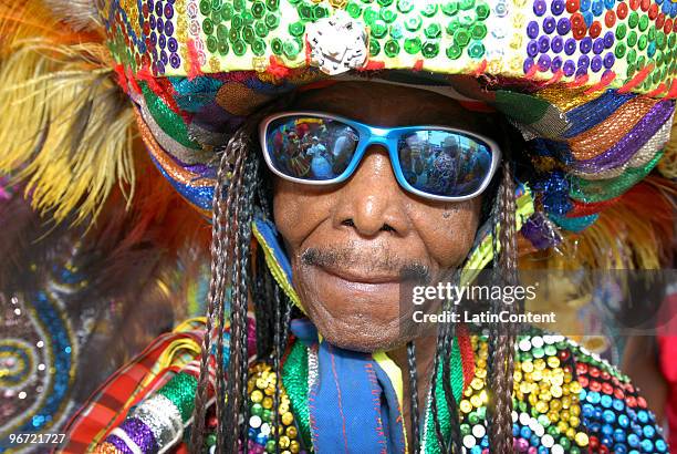 Revelers participate of the Encontro de Maracatu in Nazaré da Mata on February 15, 2010 in Pernambuco, Brazil.