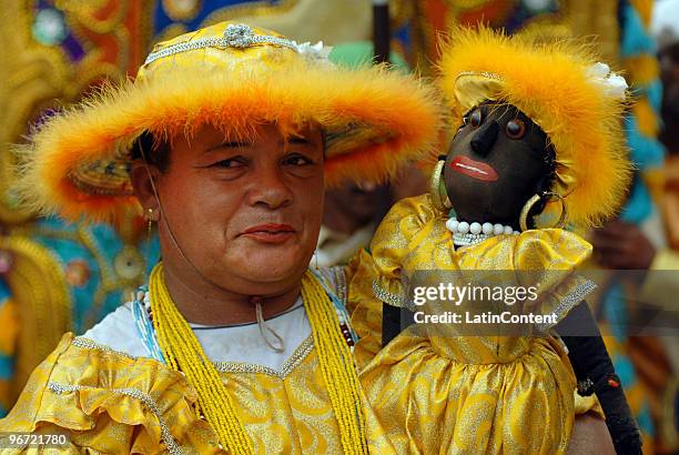 Revelers participate of the Encontro de Maracatu in Nazaré da Mata on February 15, 2010 in Pernambuco, Brazil.