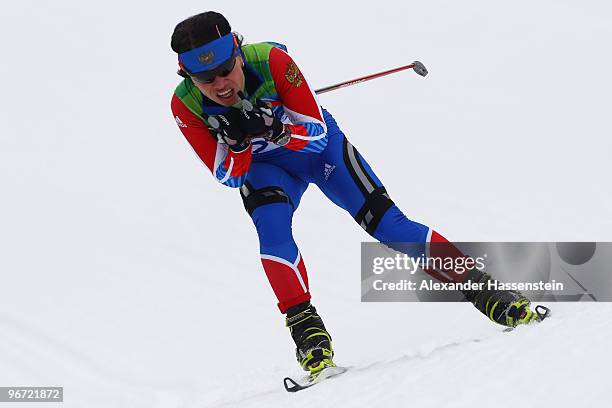 Evgenia Medvedeva of Russia competes in the women's cross-country skiing 10 km final on day 4 of the 2010 Winter Olympics at Whistler Olympic Park...