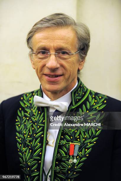 Jean-Christophe Rufin, member of the French Academy, leaves the Institut de France after a ceremony for French Philosopher Jean-Luc Marion to present...