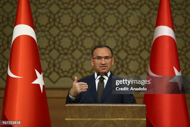 Turkish Deputy Prime Minister and government spokesperson Bekir Bozdag holds a press conference after Council of Ministers meeting in Ankara, Turkey...