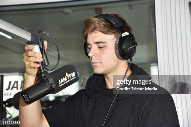 Moritz Garth visits JAM FM Radio station on June 25, 2018 in Berlin, Germany.