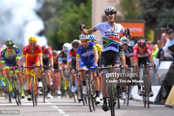 Arrival / Daryl Impey of South Africa and Team Mitchelton-Scott / Celebration / Julian Alaphilippe of France and Team Quick-Step Floors / during the...