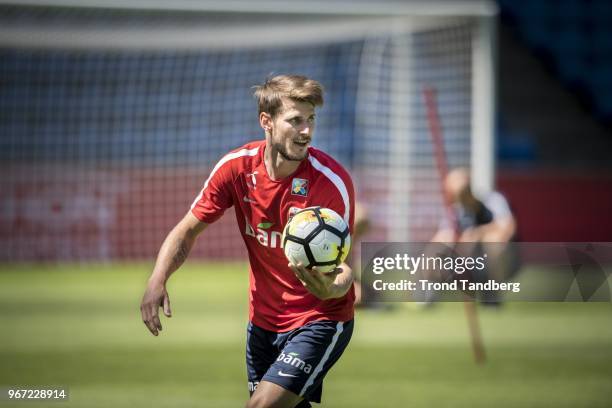 Haavard Nordtveit of Norway during training at Ullevaal Stadion on June 4, 2018 in Oslo, Norway.