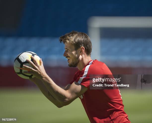 Haavard Nordtveit of Norway during training at Ullevaal Stadion on June 4, 2018 in Oslo, Norway.