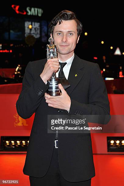 British Shooting Star Edward Hogg poses with his award at the 'Caterpillar' Premiere during day five of the 60th Berlin International Film Festival...