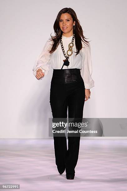 Designer Monique Lhuillier on the runway at the Monique Lhuillier Fall 2010 Fashion Show during Mercedes-Benz Fashion Week at the Promenade at Bryant...