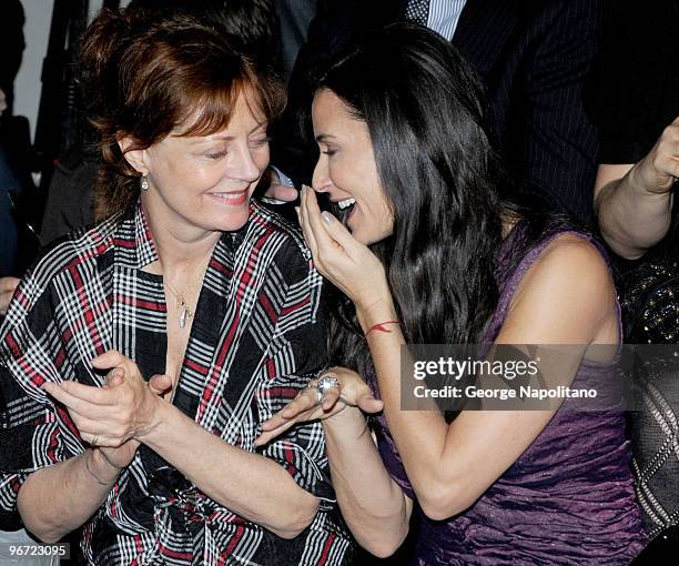 Actresses Susan Sarandon and Demi Moore attend the Donna Karan Collection Fall 2010 fashion show during Mercedes-Benz Fashion Week at 711 Greenwich...