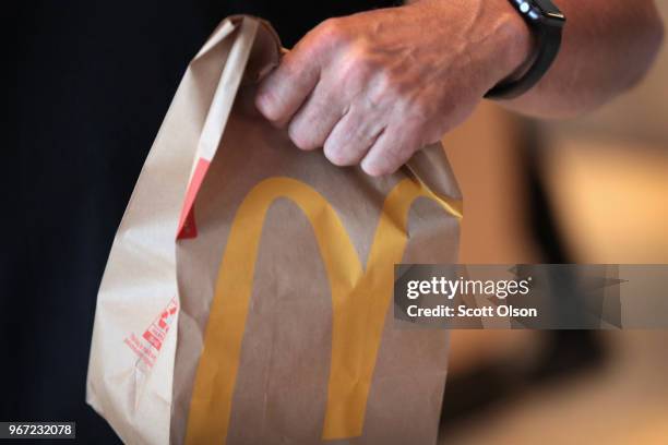 Food is served at a McDonald's restaurant located inside the comapany's new corporate headquarters on June 4, 2018 in Chicago, Illinois. McDonald's...