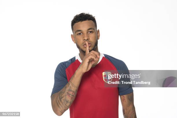 Joshua King of Norway during training and photo shoot at Ullevaal Stadion on June 4, 2018 in Oslo, Norway.