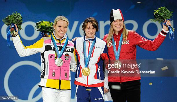Stephanie Beckert of Germany wins the silver medal, Martina Sablikova of Czech Republic wins the gold medal and Kristina Groves of Canada wins the...