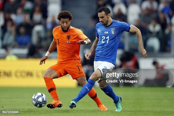 Terence Kongolo of Holland, Davide Zappacosta of Italy during the International friendly match between Italy and The Netherlands at Allianz Stadium...