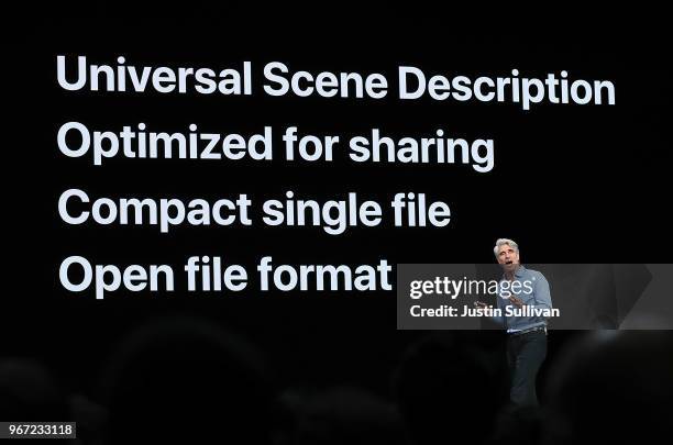 Apple's senior vice president of Software Engineering Craig Federighi speaks during the 2018 Apple Worldwide Developer Conference at the San Jose...
