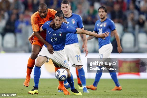 Ryan Babel of Holland, Bryan Cristante of Italy, Andrea Belotti of Italy, Simone Verdi of Italy during the International friendly match between Italy...