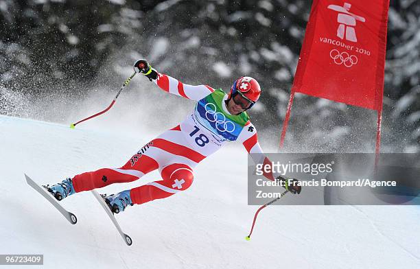 Didier Defago of Switzerland takes the Gold Medal during the Men's Alpine Skiing Downhill on Day 4 of the 2010 Vancouver Winter Olympic Games on...