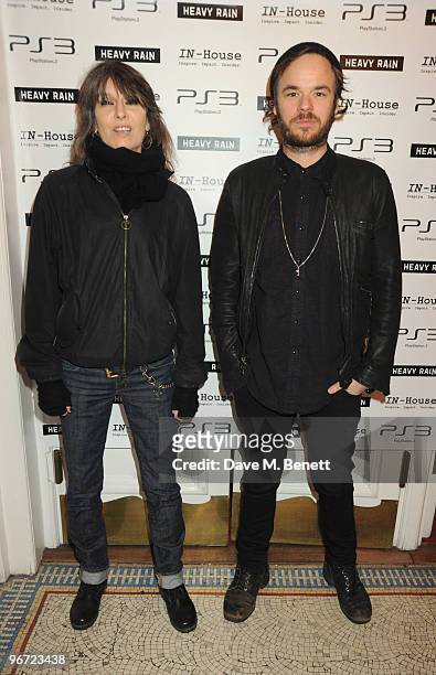Chrissie Hynde and JP Jones attend the launch of 'Heavy Rain' for PlayStation 3 at The Electric Cinema on February 15, 2010 in London, England.