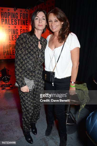 Mary McCartney and Tricia Ronane attend the "Hoping For Palestine" benefit concert for Palestinian refugee children at The Roundhouse on June 4, 2018...