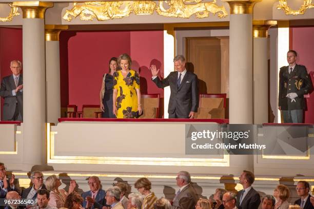 King Philip of Belgium and Queen Mathilde attend the Concert for the Queen Elisabeth Singing Contest 2018 at Palais des Beaux-Arts on June 4, 2018 in...